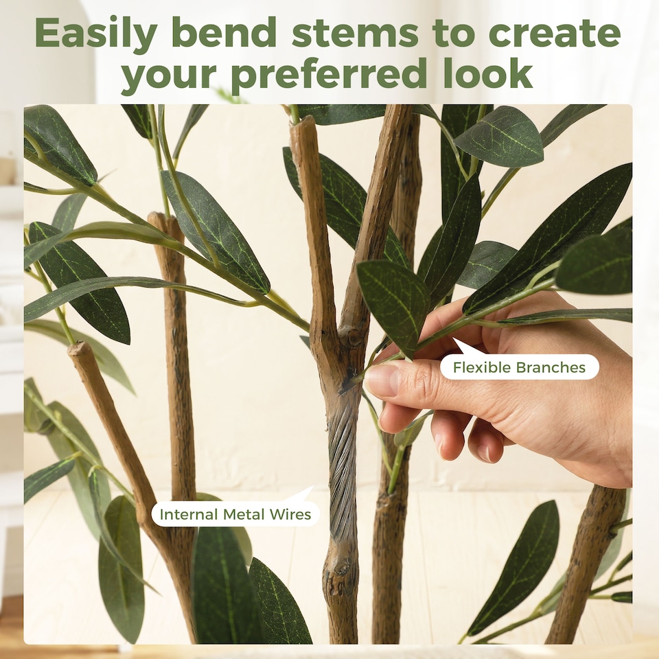 image 1 of HOMCOM 148 cm Decorative Artificial Plant, Silk Olive Tree with 553 Leaves