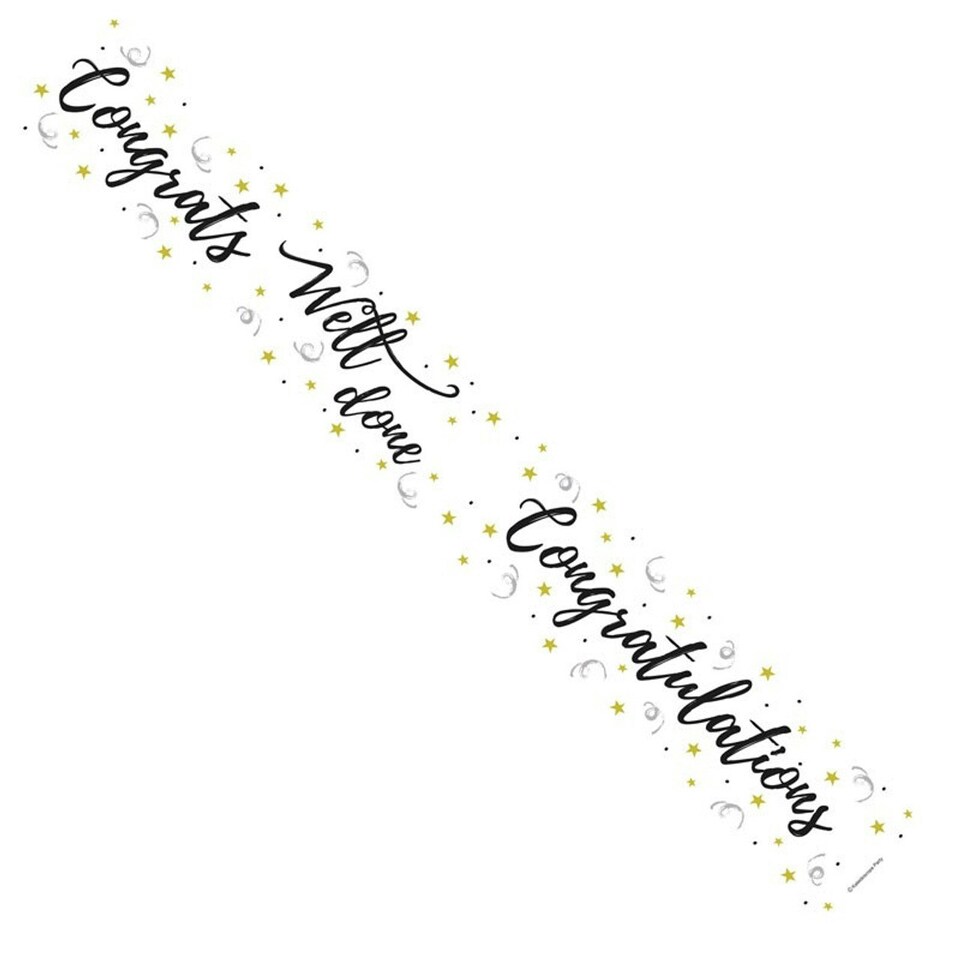 Apac Stars Congratulations Banner - White/Black/Gold - One Size
