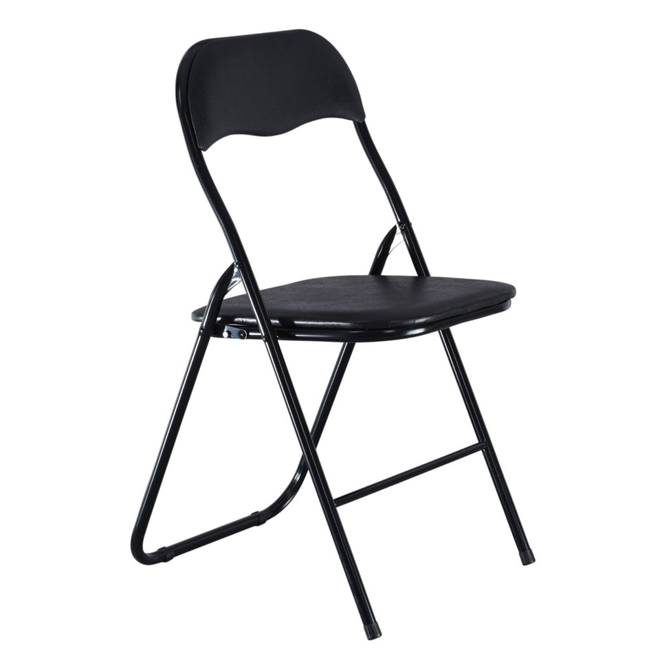 image 1 of 6 Pc Folding Lightweight Chair Set Portable Metal Frame PVC Velvet Ribcord Seats | Multi | Black Velvet