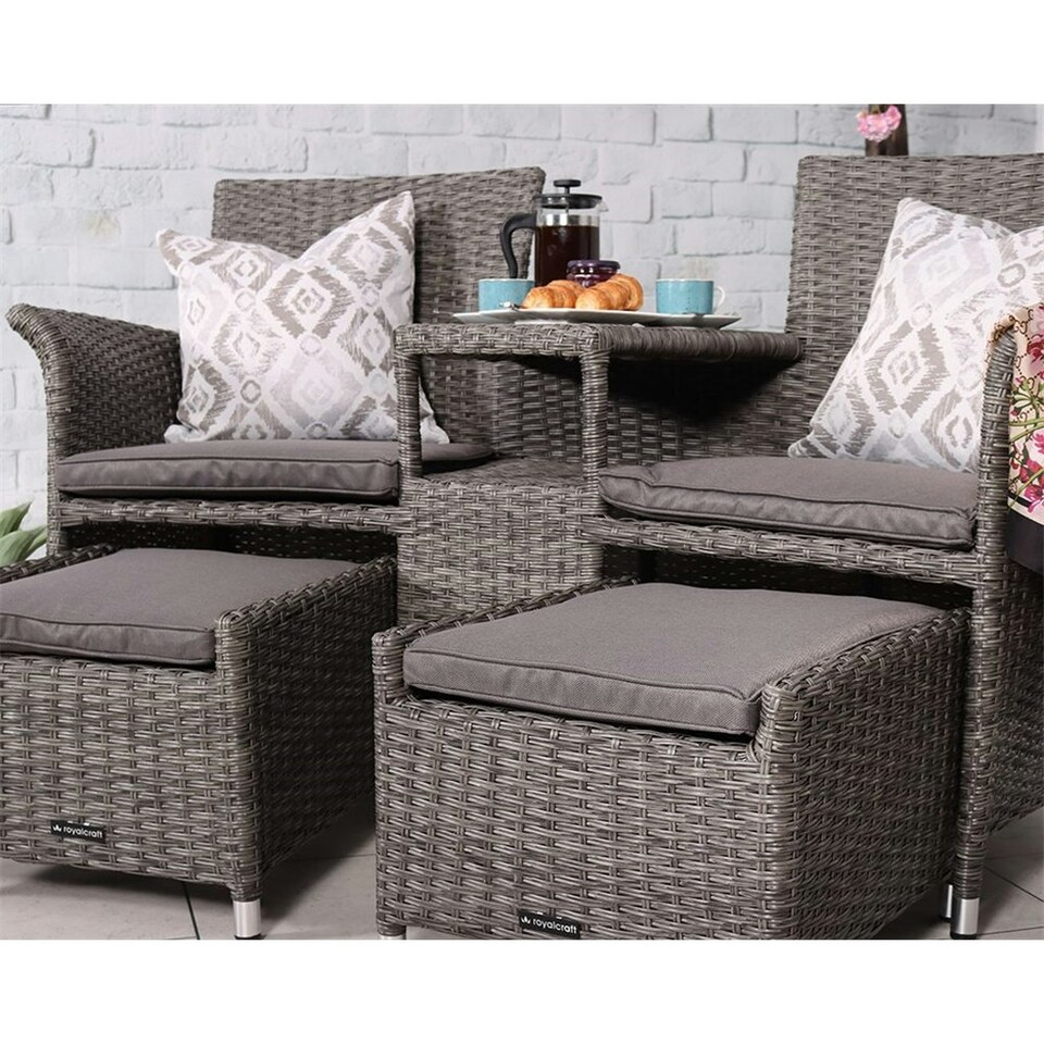 image 1 of Companion Garden Set with Pull-Out Footstools Including Cushions