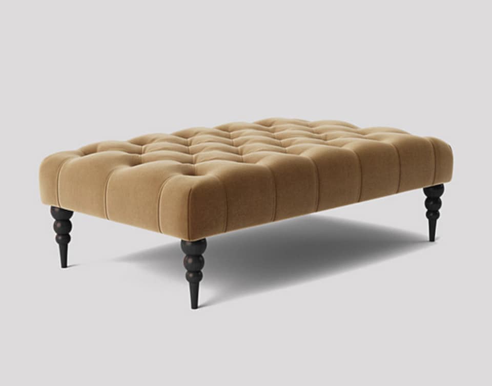 image 1 of Alyana 137cm Rectangle Ottoman Bench with Wooden Legs- Mink Plush Velvet Chesterfield Upholstered Footstool
