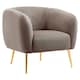 image 1 of Interiors by Premier Dark Beige Velvet Armchair, Foaming Seat With Gold Legs For Comfortable Seating, Living Room Accent Chair