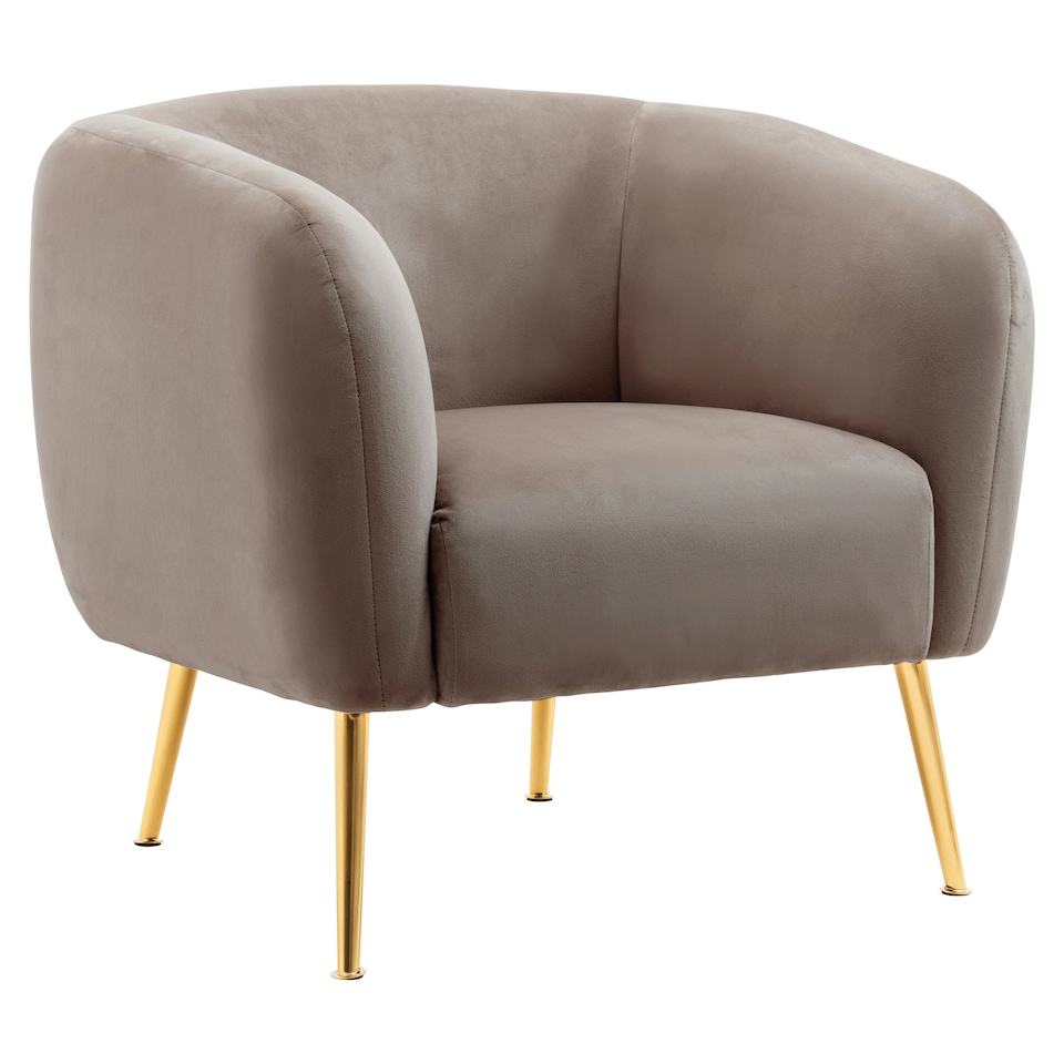image 1 of Interiors by Premier Dark Beige Velvet Armchair, Foaming Seat With Gold Legs For Comfortable Seating, Living Room Accent Chair