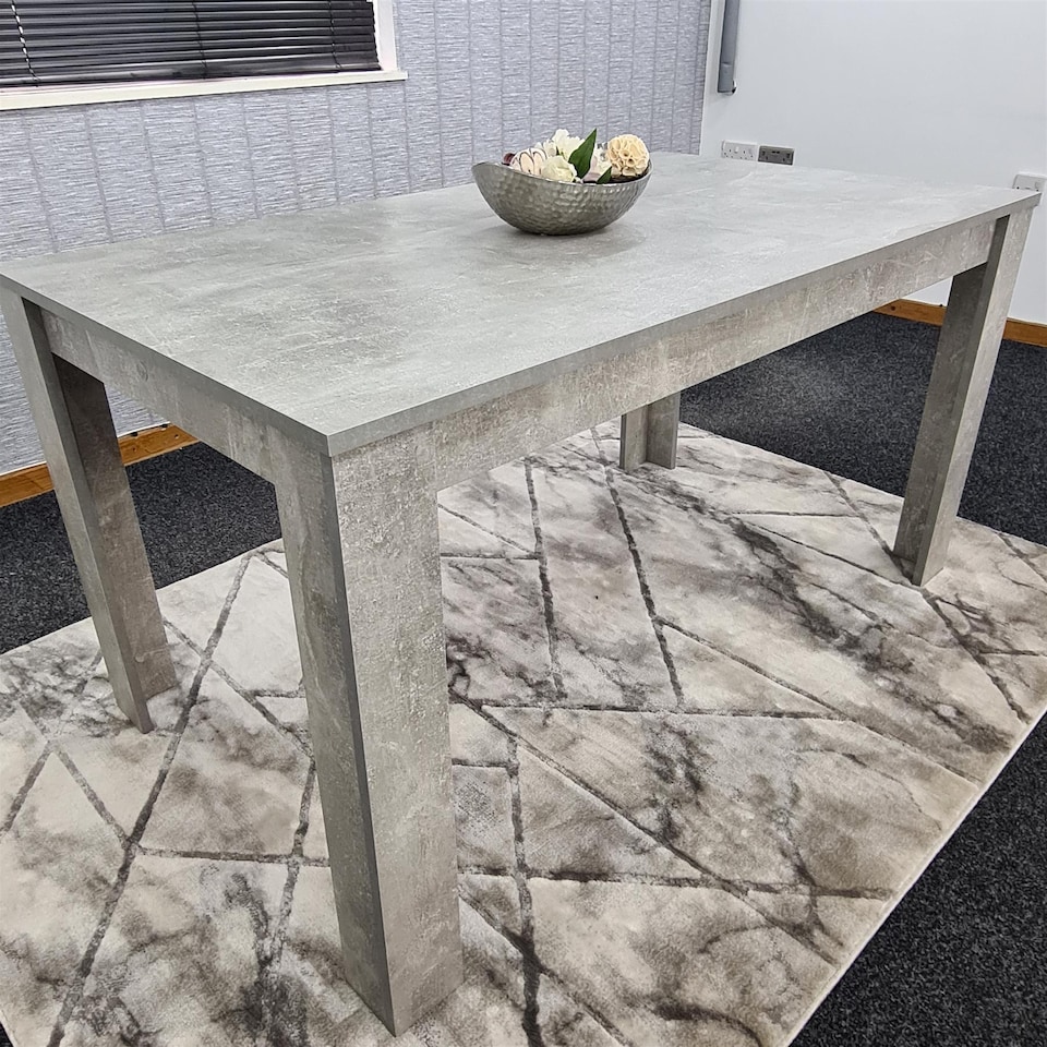 image 1 of Grey Wooden Dining Table Set with 4 Chairs and 1 Bench Dining Kitchen Furniture