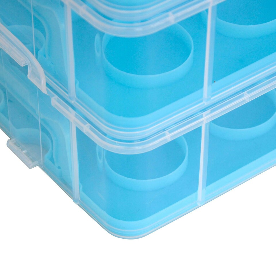 image 1 of Oypla Blue 3 Tier 36 Cupcake Plastic Carrier Holder Storage Container Blue