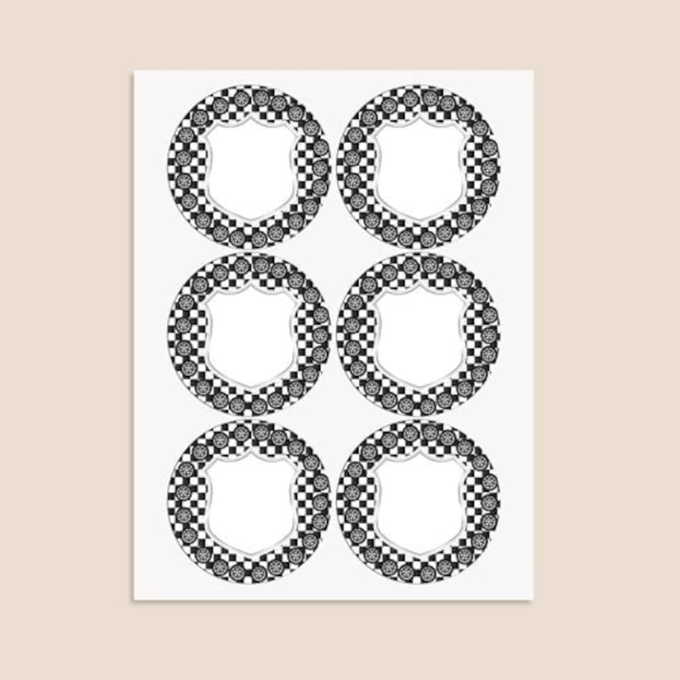 image 1 of Cars Design Round Stickers 88mm - Sheet of 6