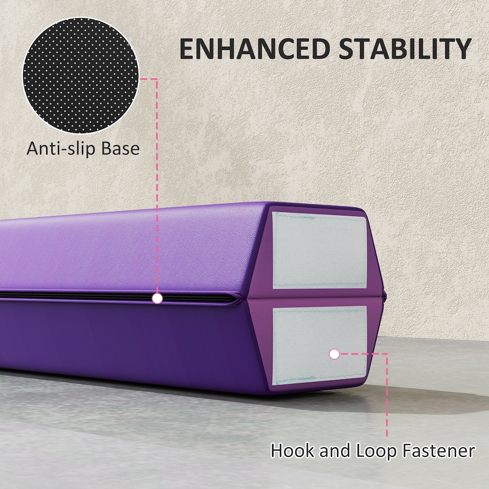 image 1 of SPORTNOW 7.7FT Folding Gymnastics Balance Beam with Anti-Slip Base, Purple