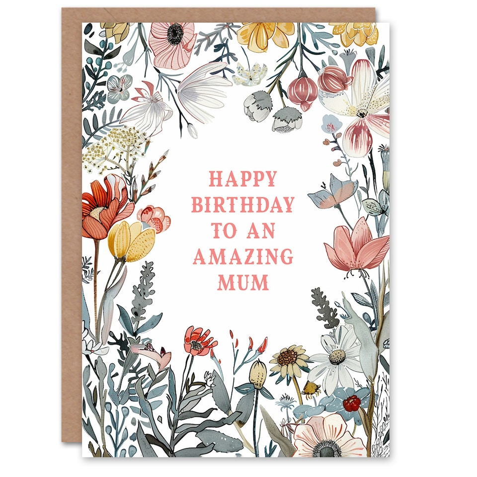 image 1 of Mum Happy Summer Meadow Floral Blooms Plants Garden Flowers Her Birthday Card
