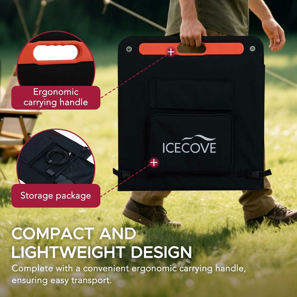 image 1 of Sunjoy Portable Solar Panel, 226W, Folding Design for IceCove Air Conditioner | Black | 630*2490*30MM