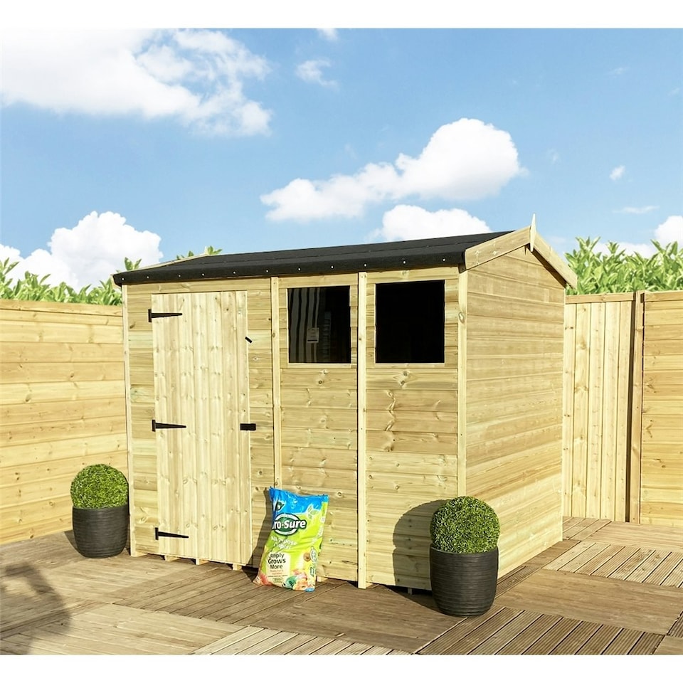 image 1 of 6 x 5 Reverse Pressure Treated Tongue And Groove Single Door Apex Shed - 1 Window + High Eaves (6' x 5') / (6ft x 5ft) (6x5)