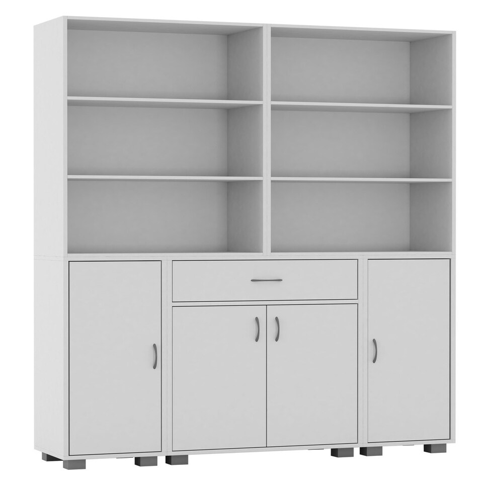 image 1 of Multi-Compartment Cabinet with 3-Tier Bookshelves and 1-Drawer Black | Unit Colour: Black