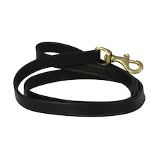 Benji & Flo Deluxe Leather Padded Dog Lead - Black/Brass - One Size