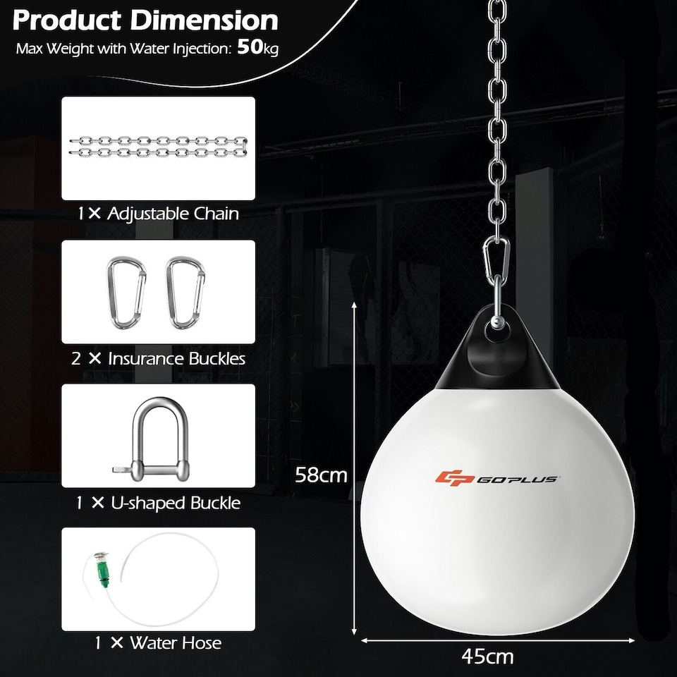 image 1 of COSTWAY 18 Inch Water Punching Bag 50 kg Heavy Bag White White