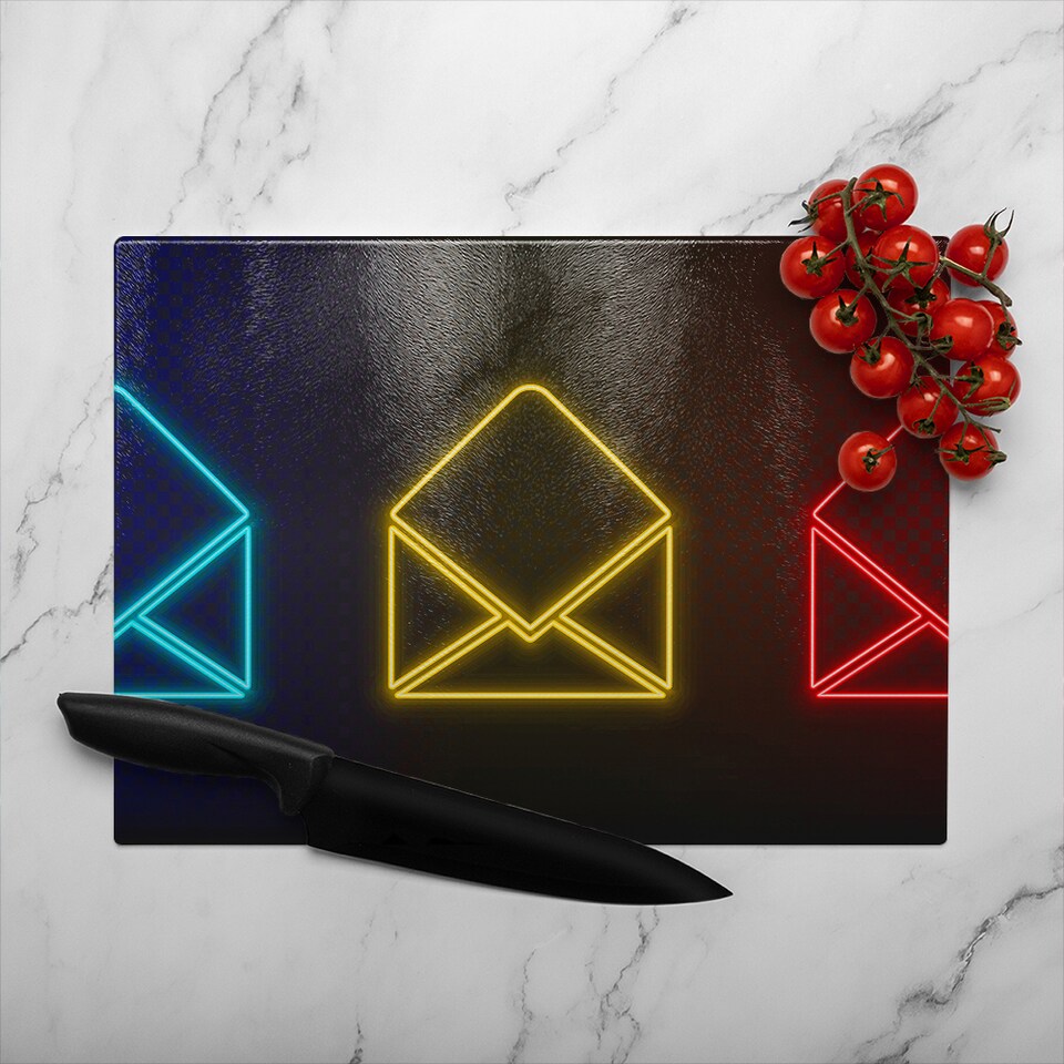 image 1 of Neon Email  Glass Chopping Board | Multi