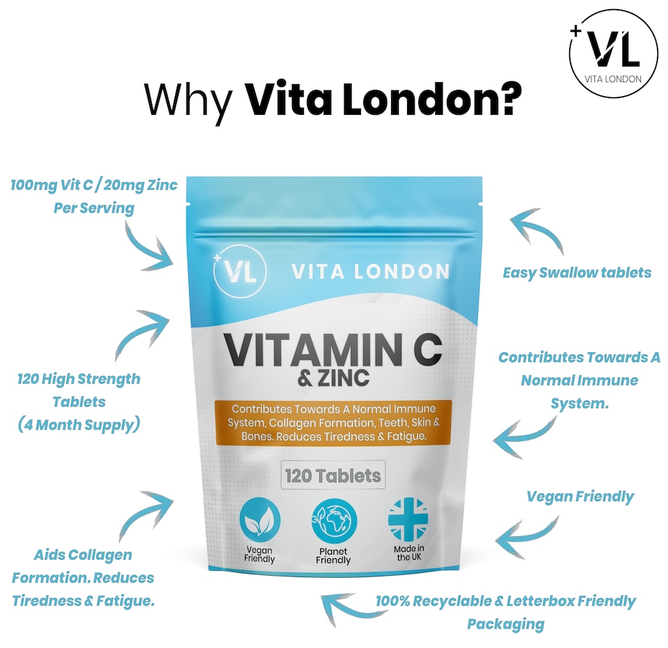image 1 of Vitamin C & Zinc Tablets - 120mg - 120 Tablets