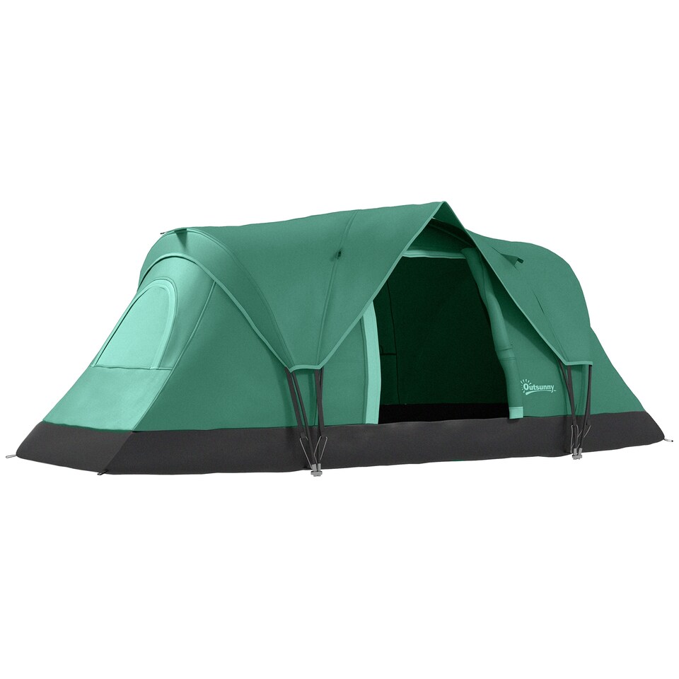 image 1 of Outsunny 5 Man Camping Tent, 3000mm Hiking Shelter, Dark Green