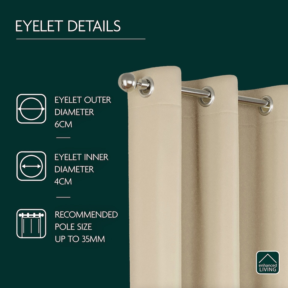 image 1 of Enhanced Living Nightfall Plain Supersoft Natural Thermal Blockout (SINGLE) Eyelet Door Curtain - 66 x 84 inch (168 x 214cm) | Brown | Beige | 1