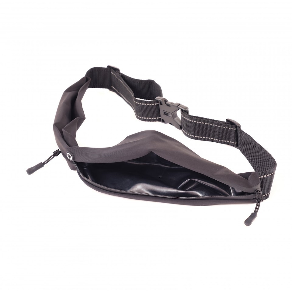image 1 of Adjustable Double Pocket Waist Running Jogging Belt Phone Holder | Black