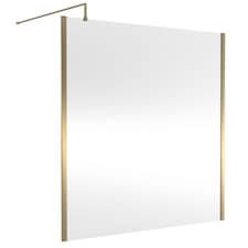 Balterley Wetroom Screen with Support Bar, 1400mm, Brushed Brass