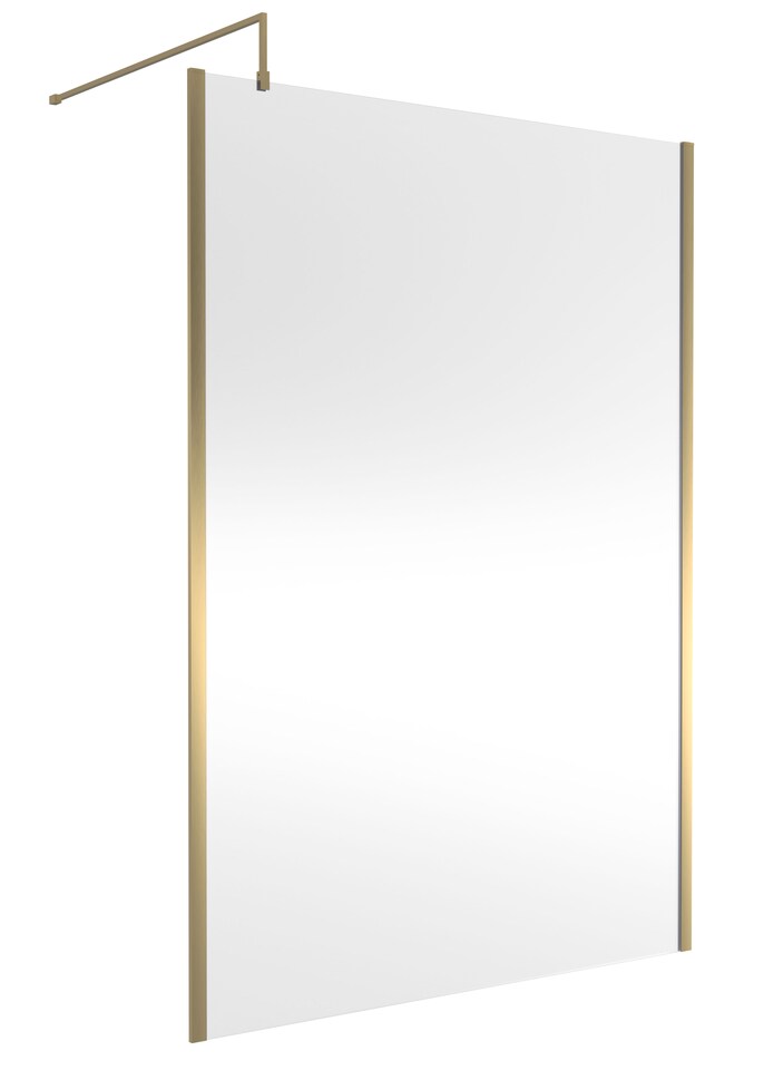 image 1 of Balterley Wetroom Screen with Support Bar, 1400mm, Brushed Brass