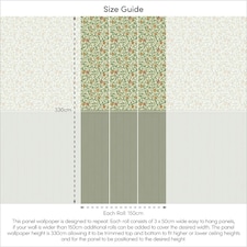 Beauty Of Nature Panel Wallpaper in Sage Green on Cream with Sage Green Panel Multi