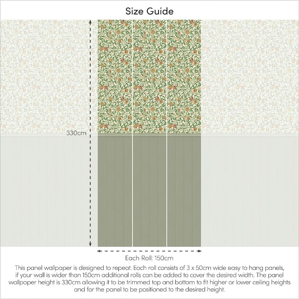 image 1 of Beauty Of Nature Panel Wallpaper in Sage Green on Cream with Sage Green Panel Multi