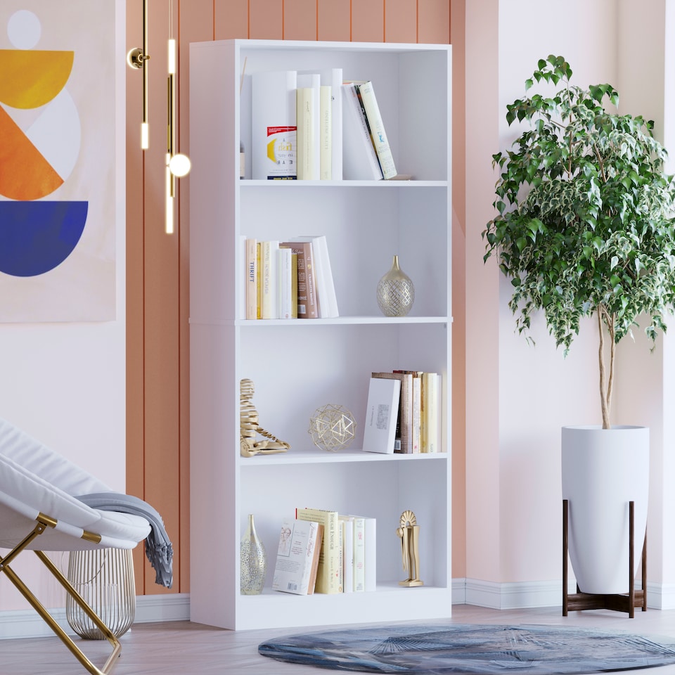 image 1 of Vida Designs Cambridge 4 Tier Large Bookcase Display Storage, White