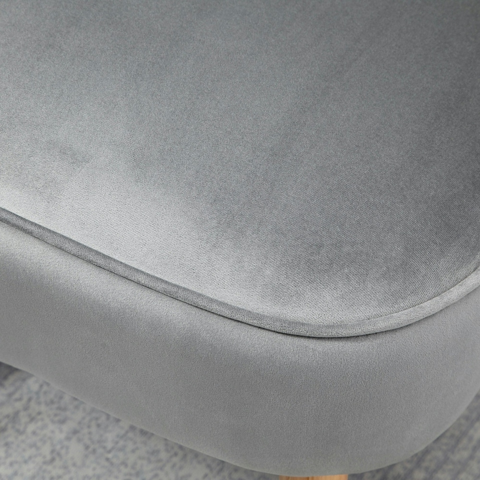image 1 of HOMCOM Velvet-Feel Accent Chair w/ Ottoman Tub Seat Padding Wood Legs Light Grey