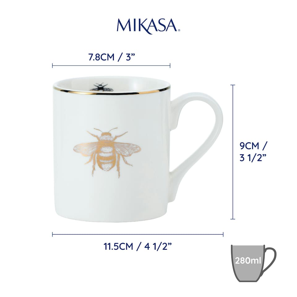 image 1 of Mikasa Queen Bee Straight-Sided Porcelain Mug, 280ml | White
