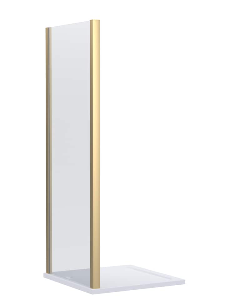 image 1 of Contemporary Shower Enclosure 8mm Glass Side Panel, 1000mm, Brushed Brass | Copper | Brushed Brass | 1
