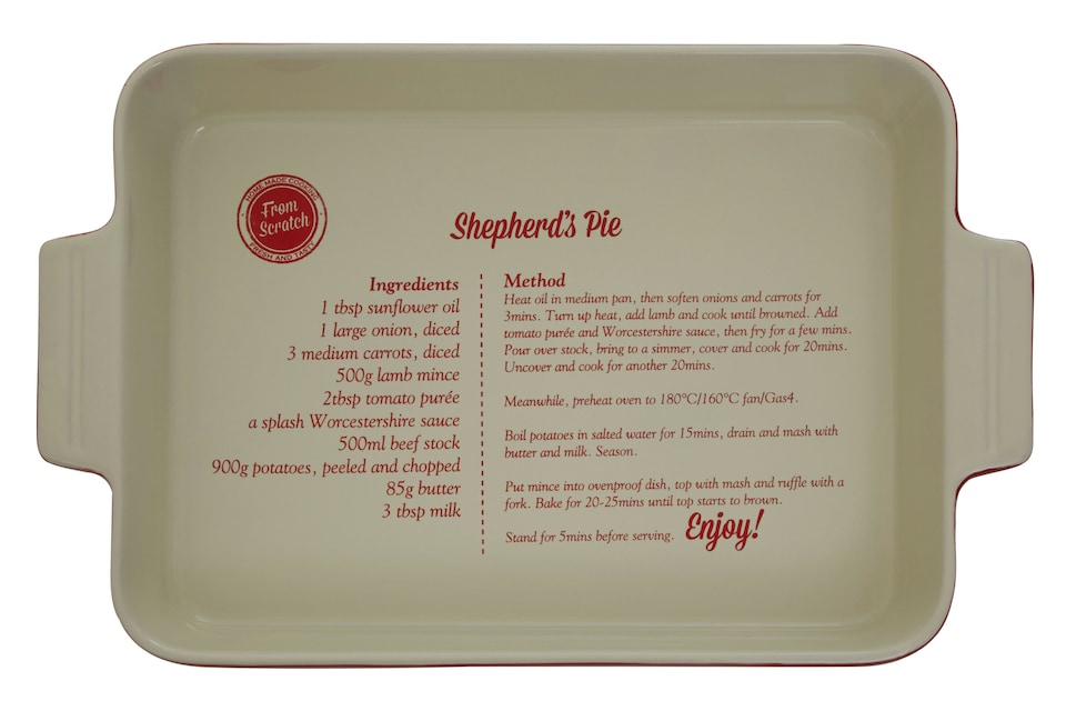 image 1 of Orsina 3.2 Litre Red Stoneware Oven Dish with Pie Recipe, Baking Dish with Handles,  Heat Resistant Dish up to 230°C