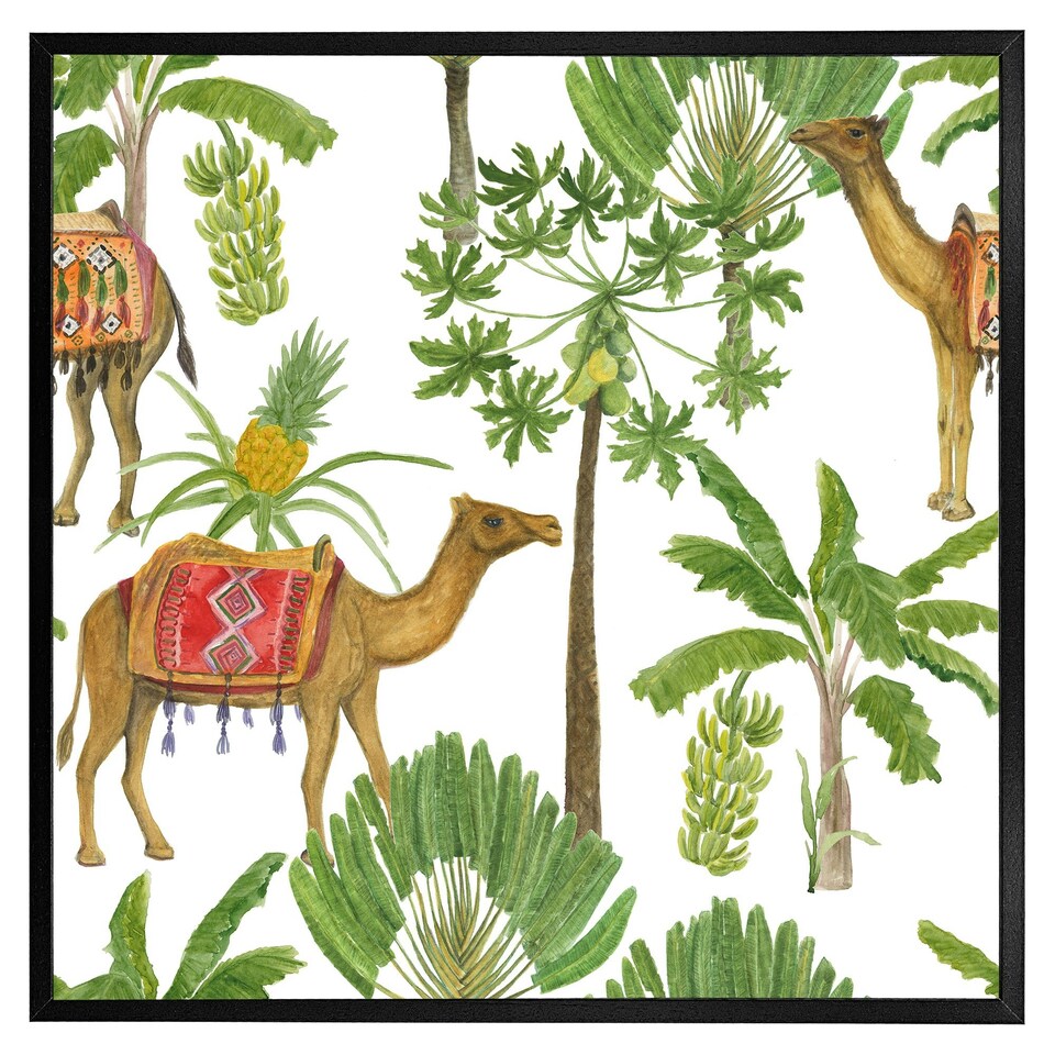 image 1 of Camels & palm trees (Picture Frame) Black | L