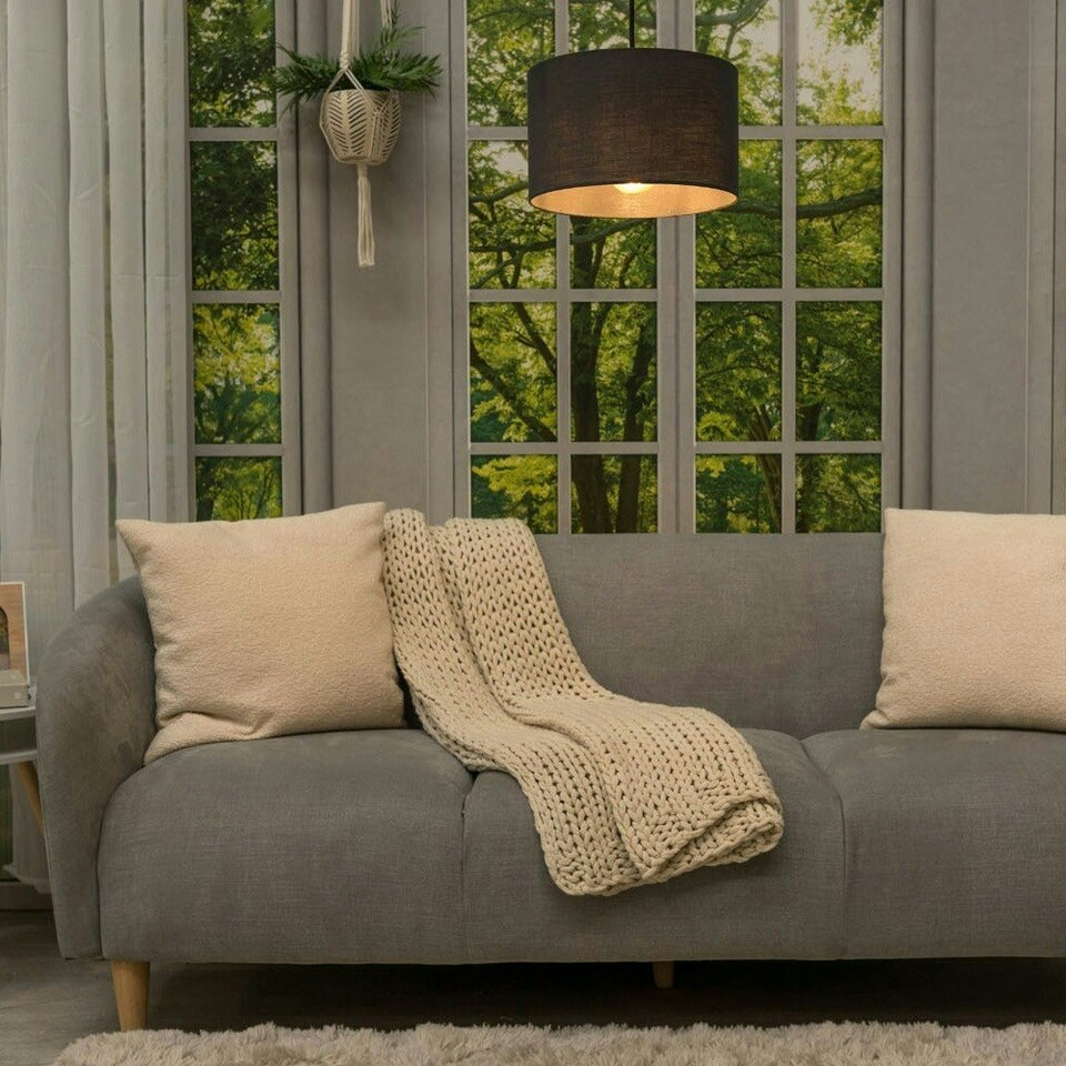 image 1 of ValueLights Reni Black Fabric Small Drum Shade