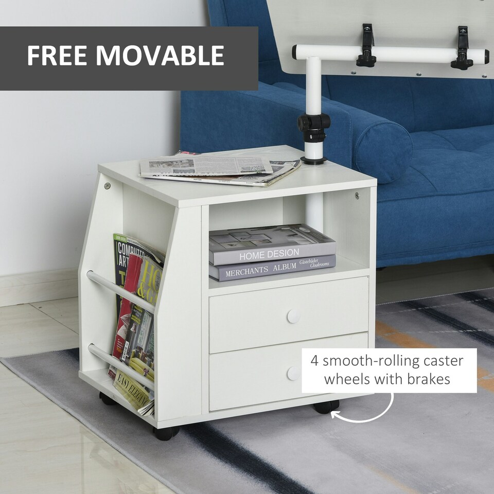 image 1 of HOMCOM End Table Nightstand 360° Adjustable Height and Angle P2 Particle Board