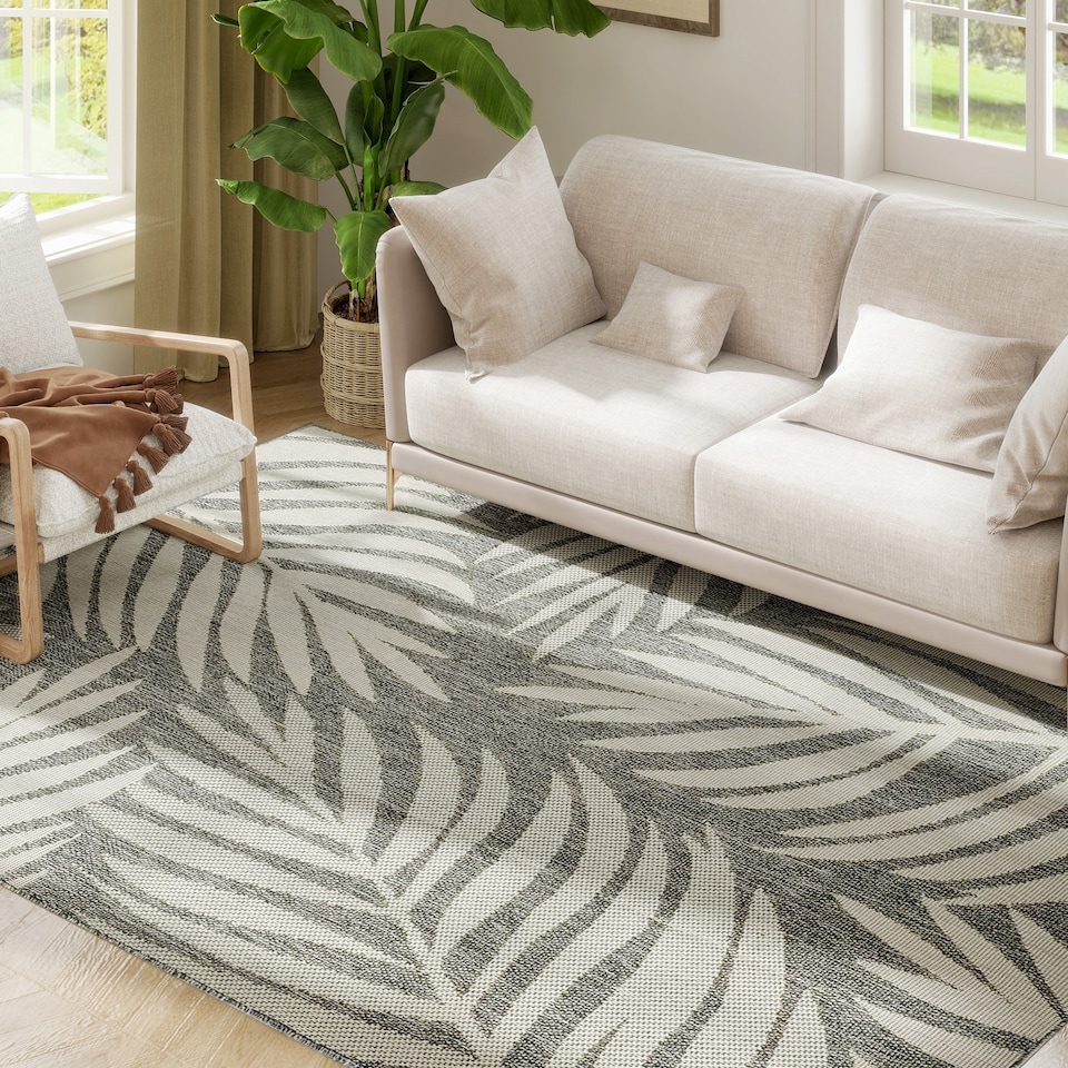 image 1 of HOMCOM UV Resistant Area Rug, Easy-Clean Machine Washable Indoor & Outdoor Rug for Kitchen, Bathroom or Living Room, Patio, Garden, 230 x 160 cm, Grey