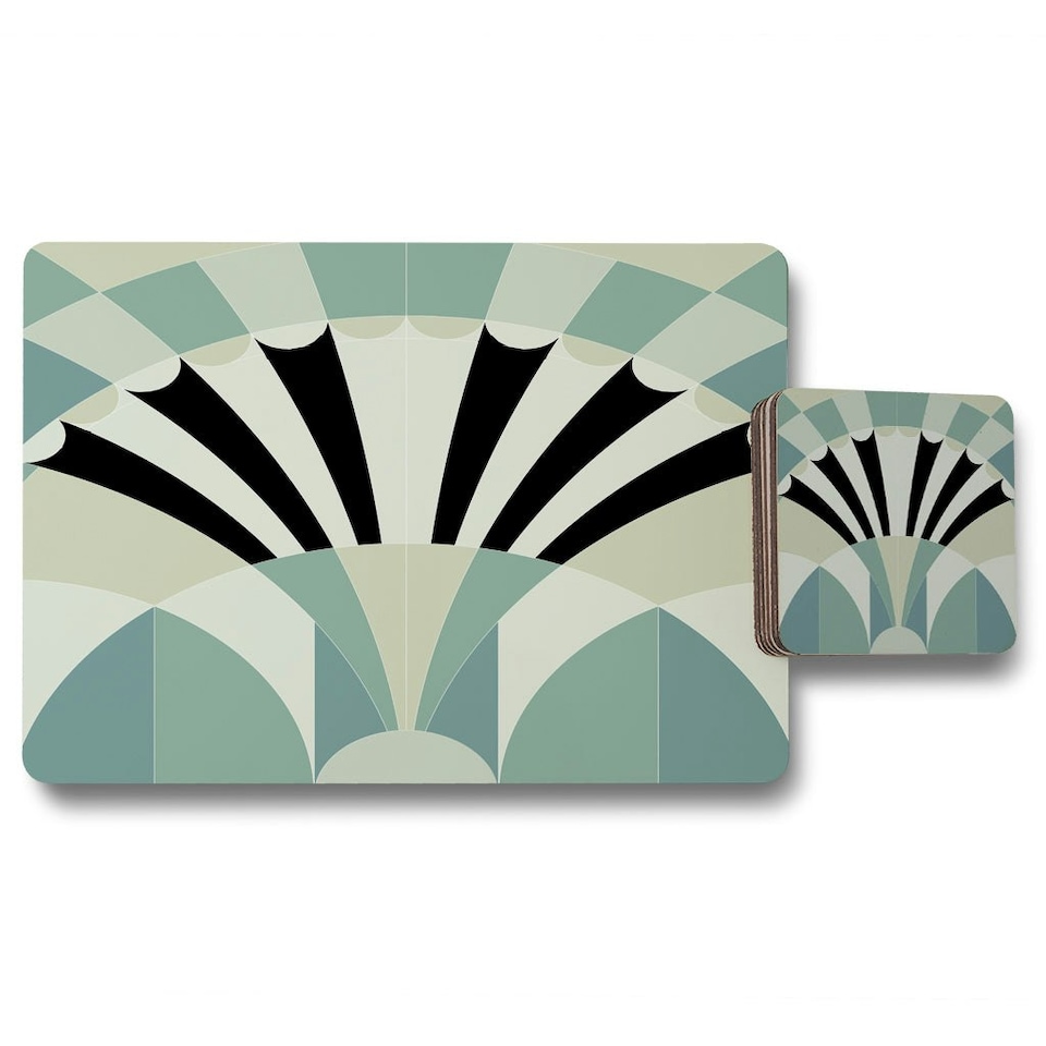 image 1 of Green Geo Arches (Placemat & Coaster Set)