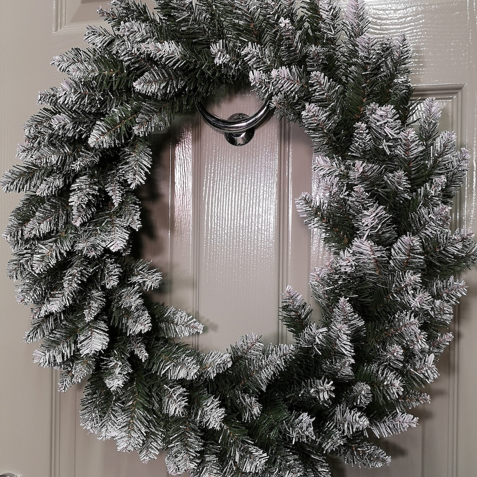image 1 of 60cm Snow Tip Christmas Wreath with 160 Bullet Tips