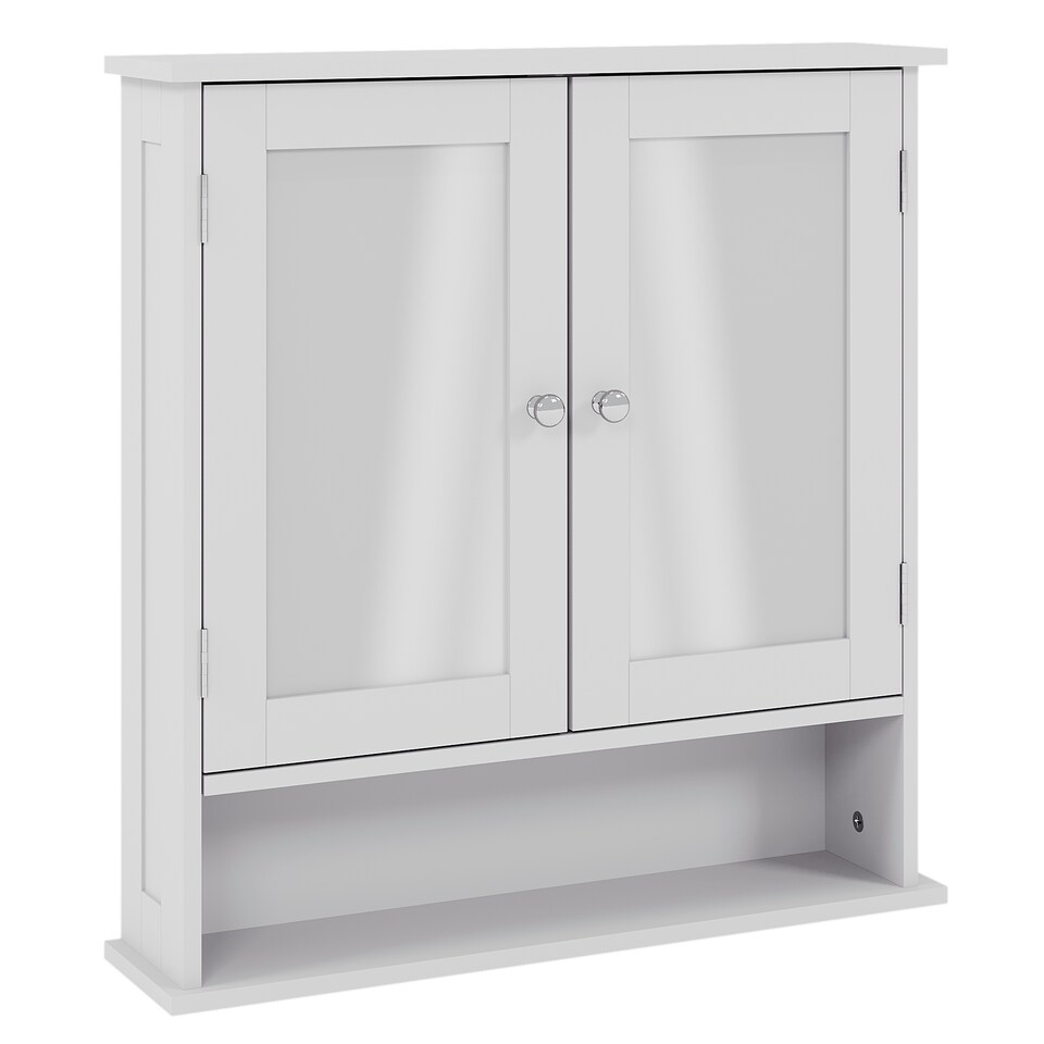 image 1 of Bath Vida Priano 2 Door Mirrored Wall Mounted Bathroom Cabinet With Shelf, White | White | 1
