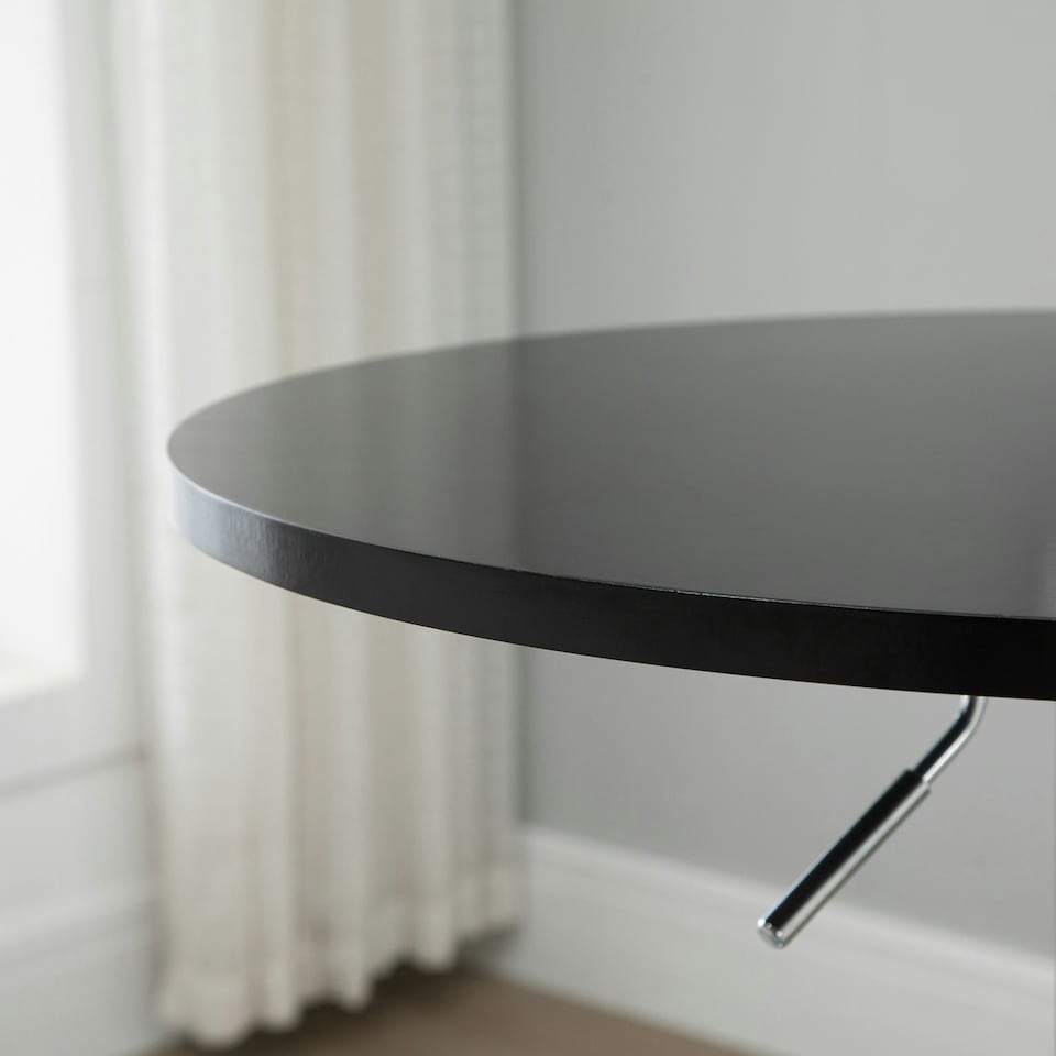 image 1 of HOMCOM Round Height Adjustable Bar Table Counter Pub Desk Metal Base Black