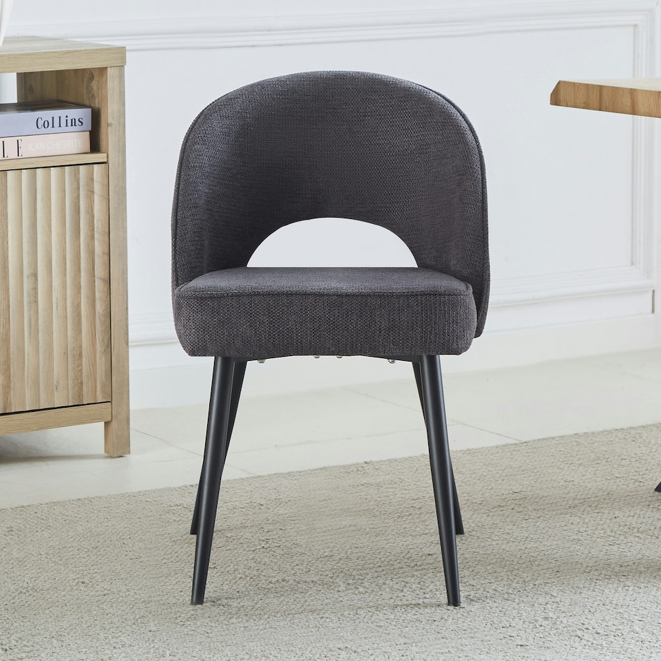 image 1 of Set of 2 Messina Fabric Dining Chairs - Dark Grey