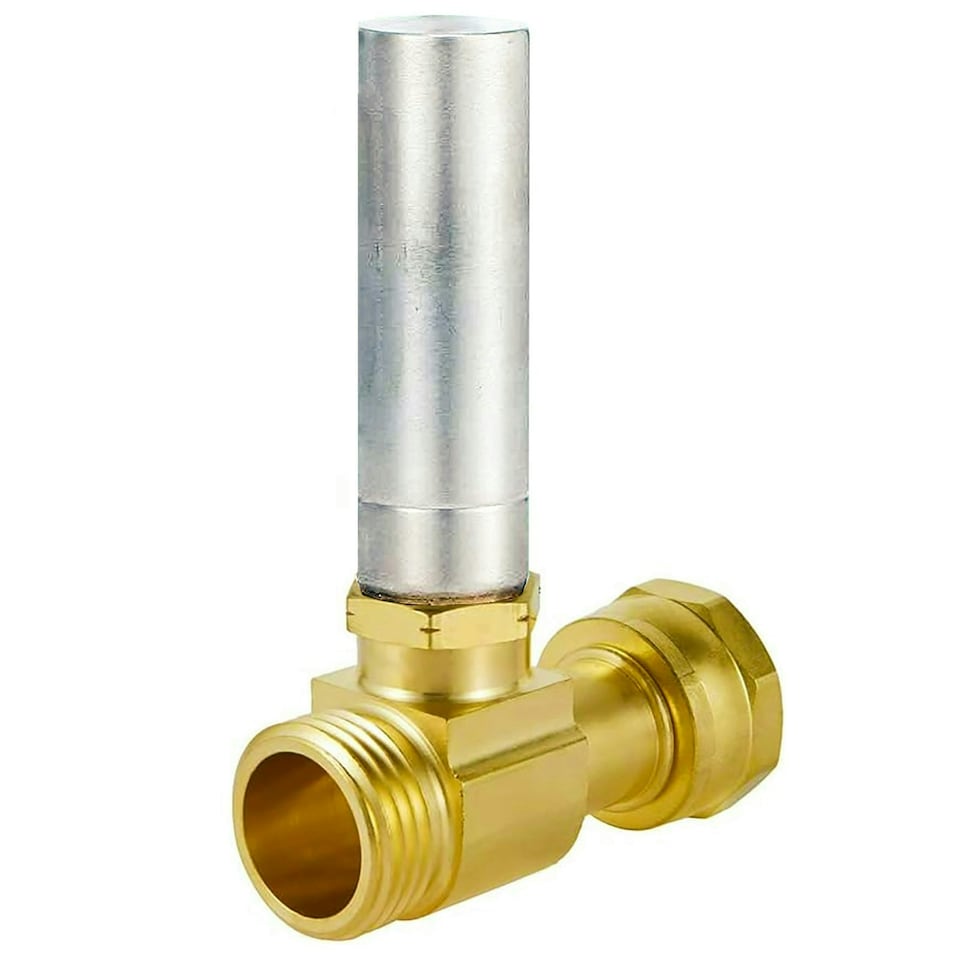 image 1 of SPARES2GO Water Hammer Arrestor 3/4" Brass Washing Machine / Dishwasher Pipe Noise Stop