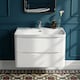 image 6 of Balterley Arch Modern Bathroom Wall Hung 2 Drawer Vanity Unit & Ceramic Basin | White | Satin White