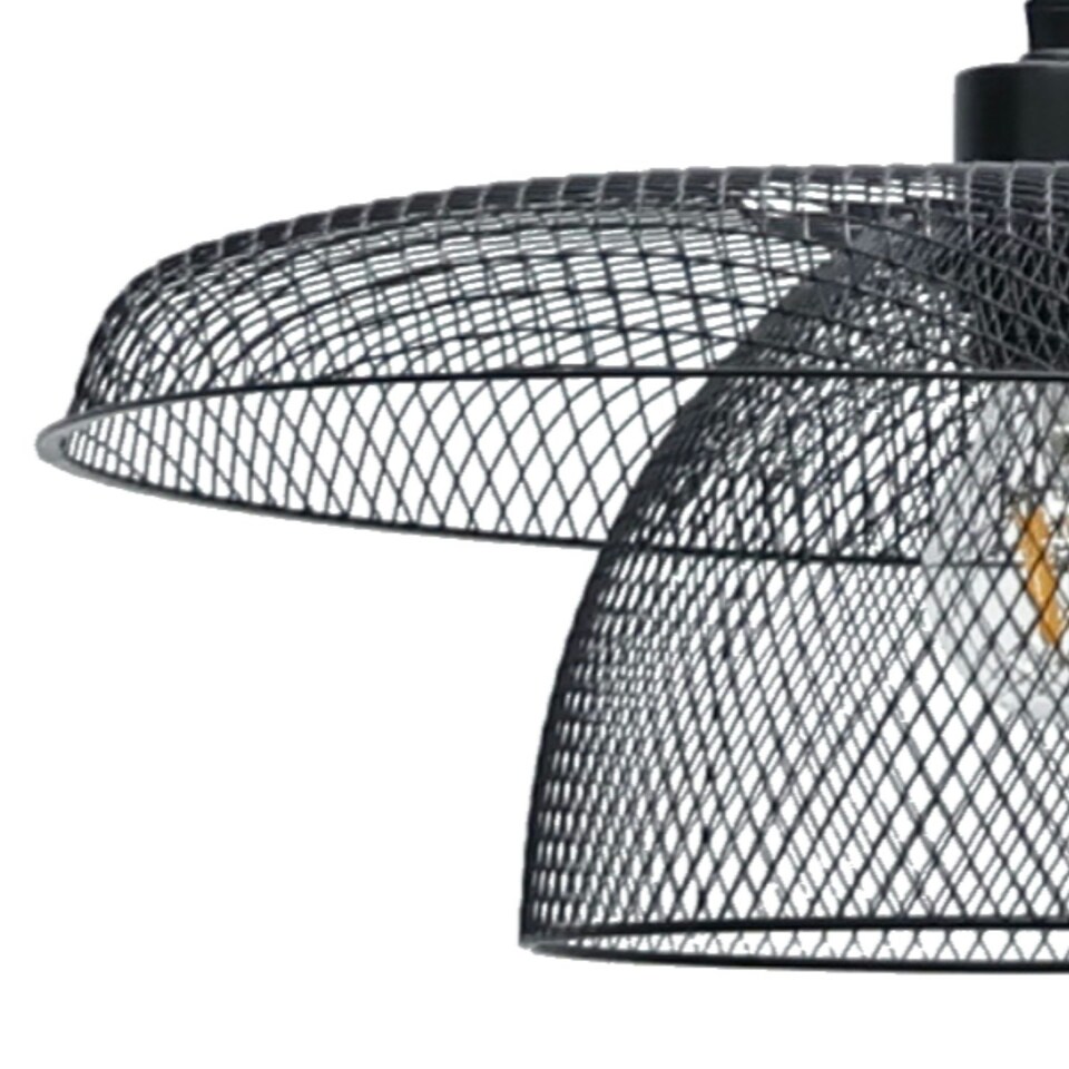 image 1 of First Choice Lighting Set of 2 Cassidy Large Layered Black Mesh Ceiling Pendant Lights Black