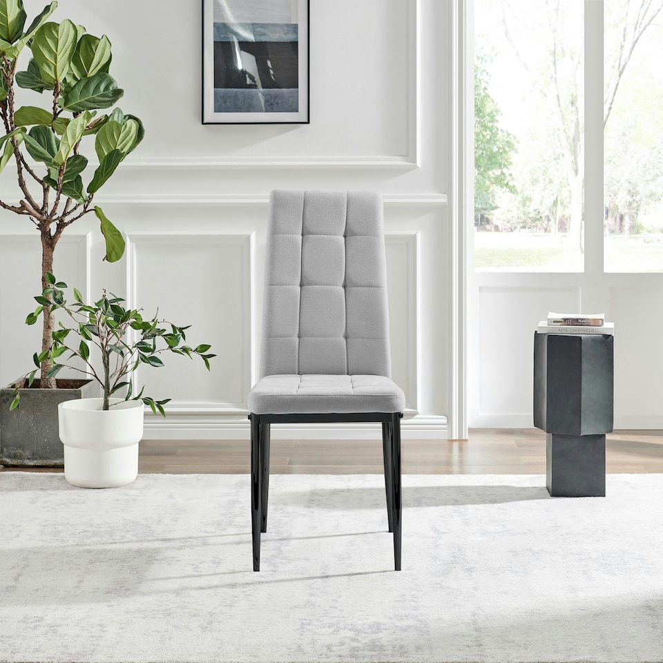 image 1 of Furniturebox Paloma 2x Grey Fabric Black Legs Dining Chair