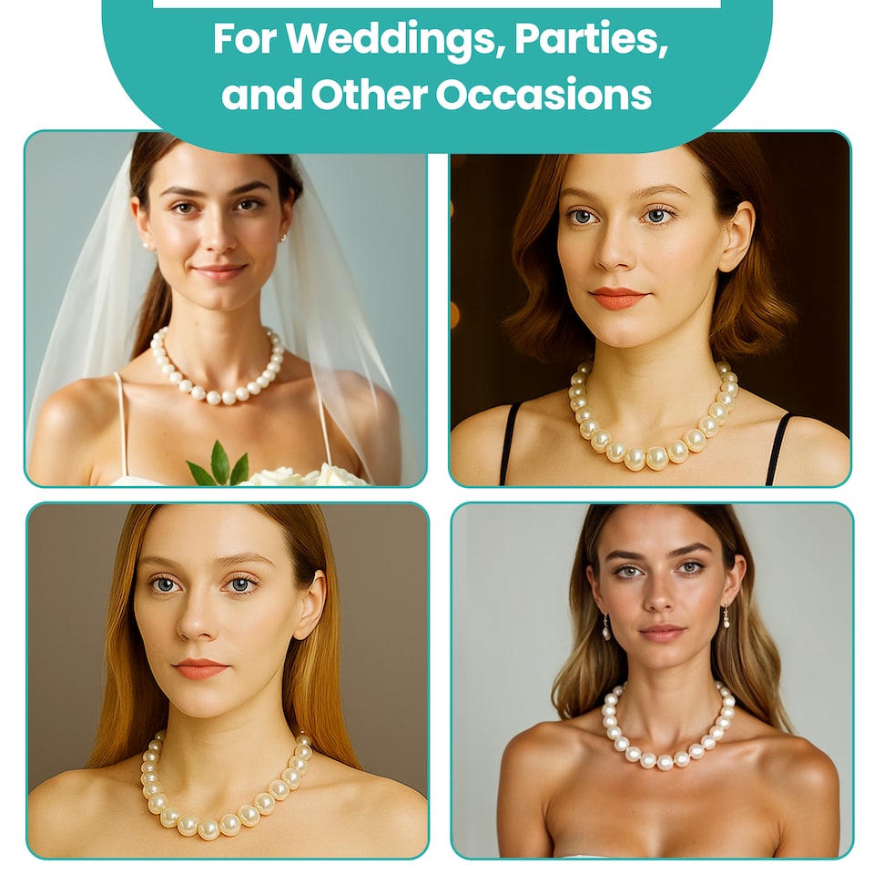 image 1 of 18mm White Faux Pearl Choker Necklace for Women