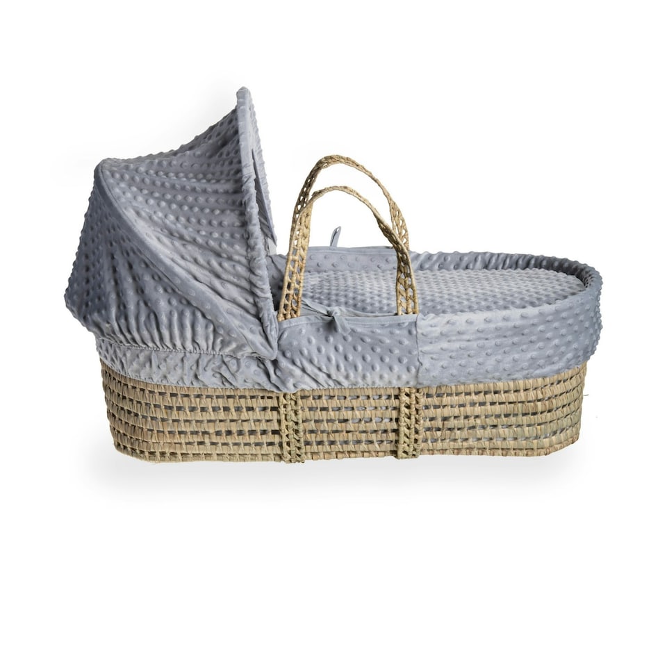 image 1 of Clair de Lune Dimple Palm Moses Basket With Folding Stand - Grey