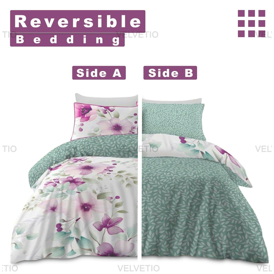 image 1 of VELVETIO Daphne Complete Duvet Cover Set with Fitted Sheet Cosy Quilt Coverlet Multi | King