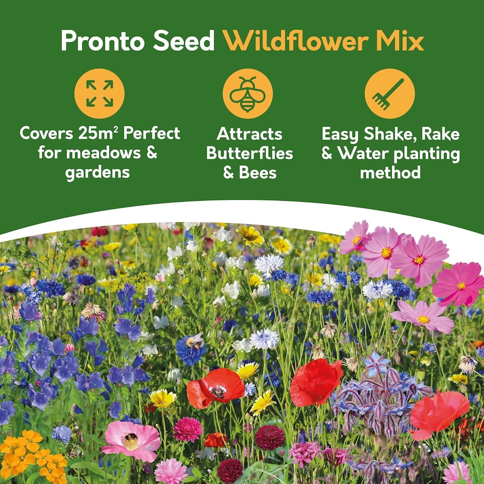 image 1 of Pronto Seed Wildflower Butterfly & Bee Garden Seed Shaker - 25m2 Garden Flower Seeds | Multi | Butterfly & Bee 25m2 | 1