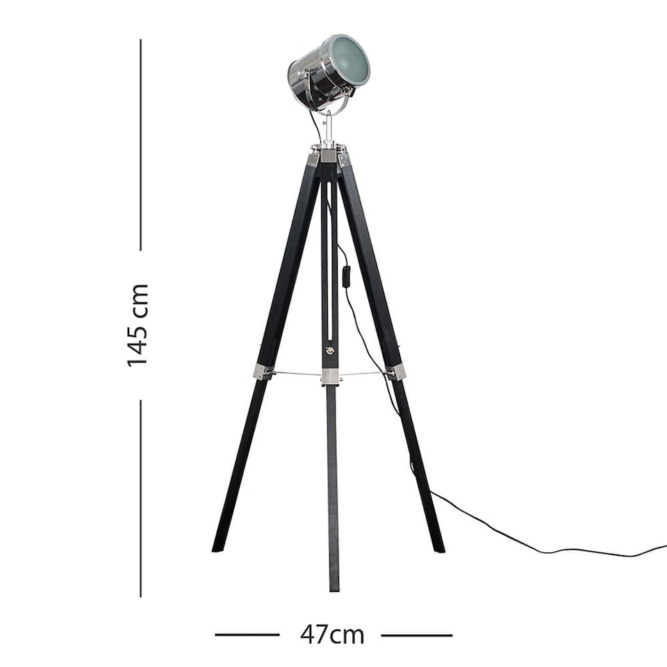 image 1 of ValueLights Starboard Tripod Black Floor Lamp | Black
