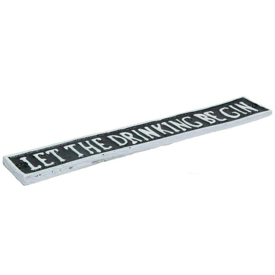 image 1 of Let The Drink Be Gin Cast Iron Sign Plaque Wall Door House Cocktail Pub Bar